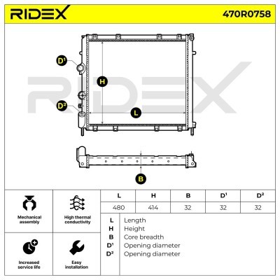 Radiator, Engine Cooling RIDEX 470R0758 470R0758 - photo 5