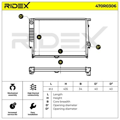 Radiator, Engine Cooling RIDEX 470R0306 470R0306 - photo 5