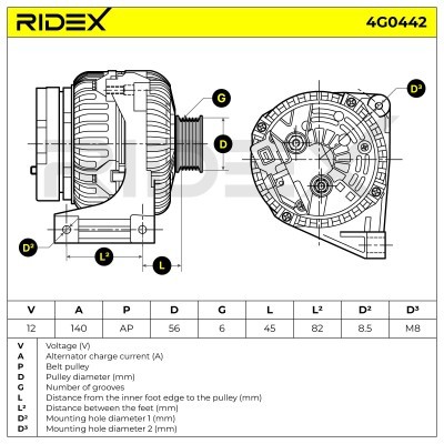 Alternator RIDEX 4G0442 4G0442 - photo 7