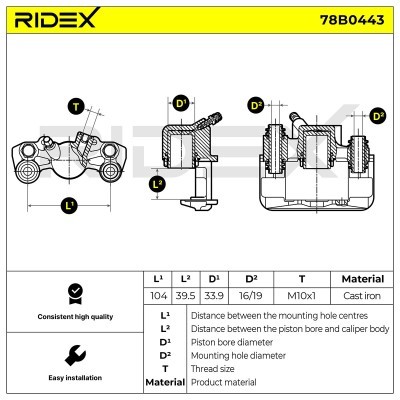 Brake Caliper RIDEX 78B0443 78B0443 - photo 6