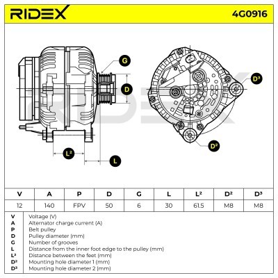 Alternator RIDEX 4G0916 4G0916 - photo 7