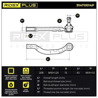 Tie Rod End RIDEX 914T0014P 914T0014P - photo 6