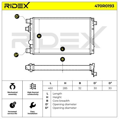 Radiator, Engine Cooling RIDEX 470R0193 470R0193 - photo 5