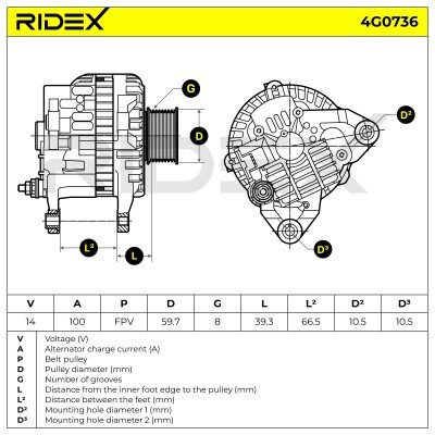 Alternator RIDEX 4G0736 4G0736 - photo 5