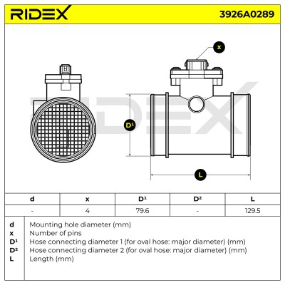 Air Mass Sensor RIDEX 3926A0289 3926A0289 - photo 6