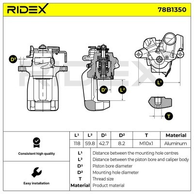 Brake Caliper RIDEX 78B1350 78B1350 - photo 7