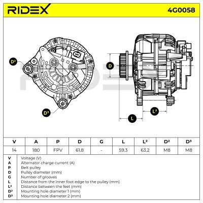 Alternator RIDEX 4G0058 4G0058 - photo 5