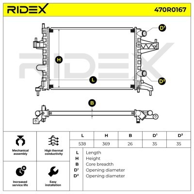 Radiator, Engine Cooling RIDEX 470R0167 470R0167 - photo 5