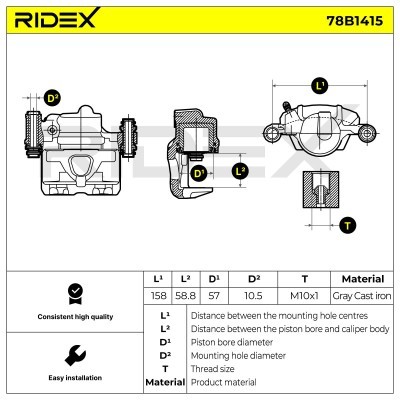 Brake Caliper RIDEX 78B1415 78B1415 - photo 7