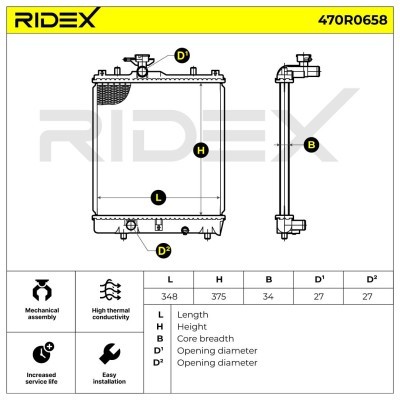 Radiator, Engine Cooling RIDEX 470R0658 470R0658 - photo 7