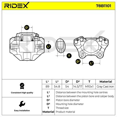 Brake Caliper RIDEX 78B1101 78B1101 - photo 6