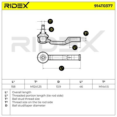 Tie Rod End RIDEX 914T0377 914T0377 - photo 5