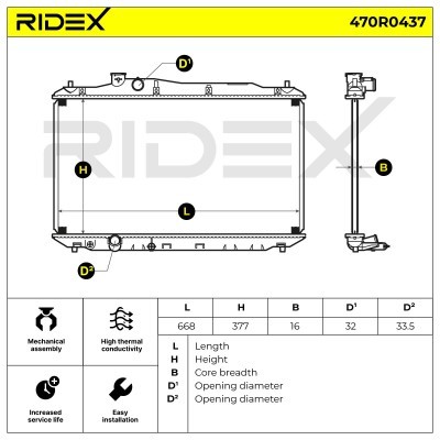 Radiator, Engine Cooling RIDEX 470R0437 470R0437 - photo 3