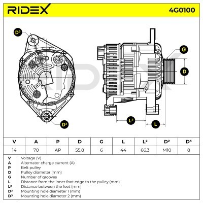 Alternator RIDEX 4G0141 4G0141 - photo 5