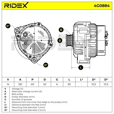 Alternator RIDEX 4G0884 4G0884 - photo 5