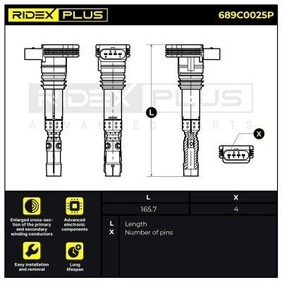 Ignition Coil RIDEX 689C0025P 689C0025P - photo 7