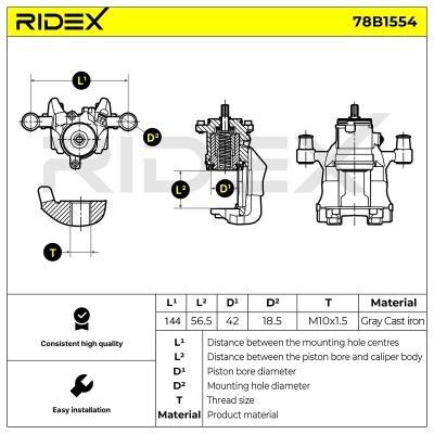 Brake Caliper RIDEX 78B1554 78B1554 - photo 6