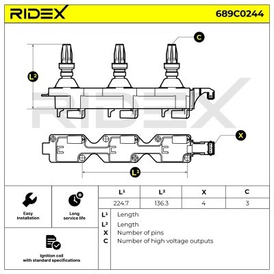 Ignition Coil RIDEX 689C0244 689C0244 - photo 2