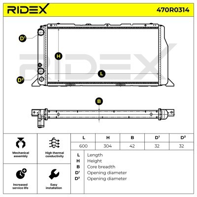 Radiator, Engine Cooling RIDEX 470R0314 470R0314 - photo 5