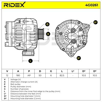 Alternator RIDEX 4G0261 4G0261 - photo 6