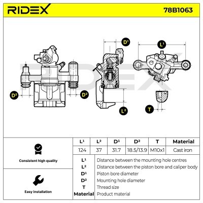 Brake Caliper RIDEX 78B1063 78B1063 - photo 6