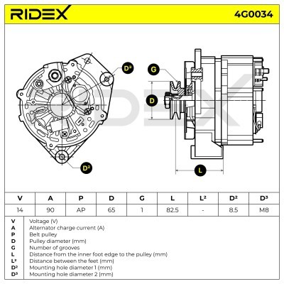 Alternator RIDEX 4G0034 4G0034 - photo 7