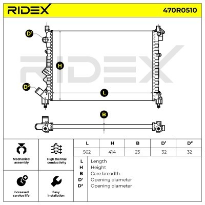 Radiator, Engine Cooling RIDEX 470R0510 470R0510 - photo 4