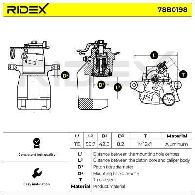 Brake Caliper RIDEX 78B0198 78B0198 - photo 8