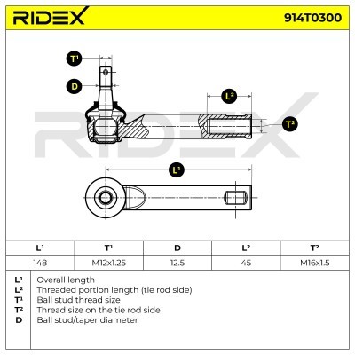 Tie Rod End RIDEX 914T0300 914T0300 - photo 4
