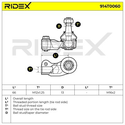 Tie Rod End RIDEX 914T0060 914T0060 - photo 4