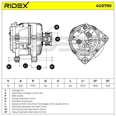 Alternator RIDEX 4G0790 4G0790 - photo 8
