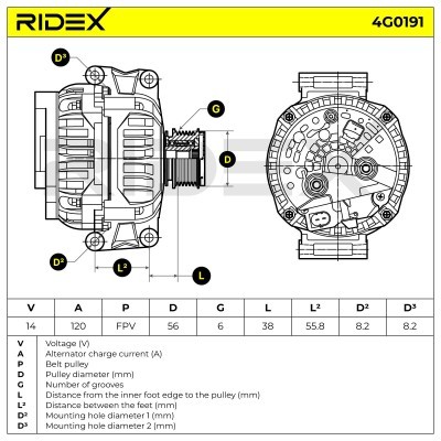 Alternator RIDEX 4G0191 4G0191 - photo 7