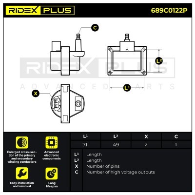 Ignition Coil RIDEX 689C0122P 689C0122P - photo 2