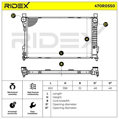 Radiator, Engine Cooling RIDEX 470R0550 470R0550 - photo 5