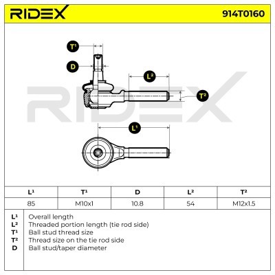 Tie Rod End RIDEX 914T0160 914T0160 - photo 6