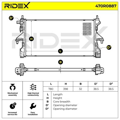 Radiator, Engine Cooling RIDEX 470R0887 470R0887 - photo 5
