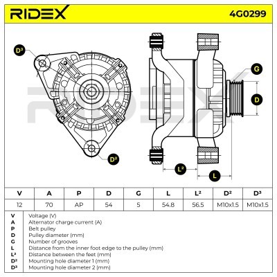 Alternator RIDEX 4G0299 4G0299 - photo 11