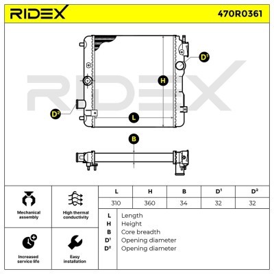 Radiator, Engine Cooling RIDEX 470R0361 470R0361 - photo 5