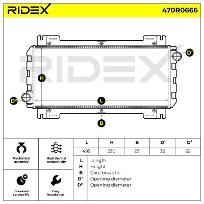 Radiator, Engine Cooling RIDEX 470R0666 470R0666 - photo 5
