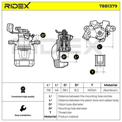 Brake Caliper RIDEX 78B1379 78B1379 - photo 7