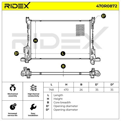 Radiator, Engine Cooling RIDEX 470R0872 470R0872 - photo 7