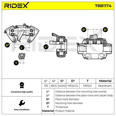 Brake Caliper RIDEX 78B1174 78B1174 - photo 6