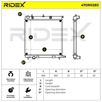 Radiator, Engine Cooling RIDEX 470R0283 470R0283 - photo 9