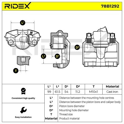 Brake Caliper RIDEX 78B1292 78B1292 - photo 3