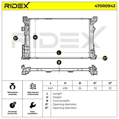 Radiator, Engine Cooling RIDEX 470R0943 470R0943 - photo 5