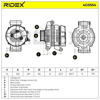 Alternator RIDEX 4G0554 4G0554 - photo 6
