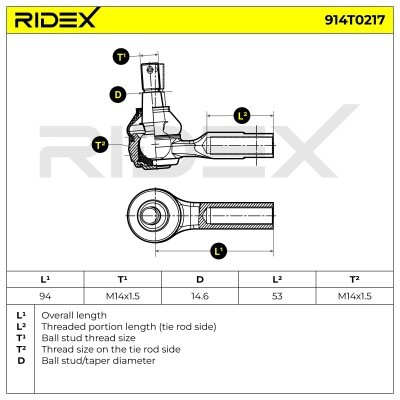 Tie Rod End RIDEX 914T0217 914T0217 - photo 5