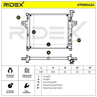 Radiator, Engine Cooling RIDEX 470R0424 470R0424 - photo 5