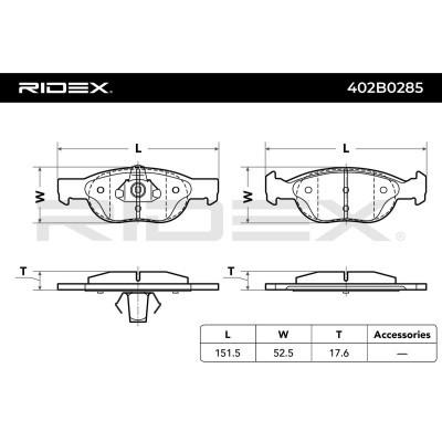 Brake Pads Set RIDEX 402B0285 402B0285 - photo 6