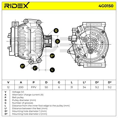 Alternator RIDEX 4G0150 4G0150 - photo 7